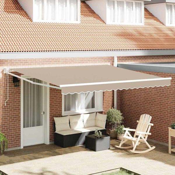 vidaXL Toldo Retr&aacute;ctil Beige 400 x 300 cm Poli&eacute;ster y Aluminio