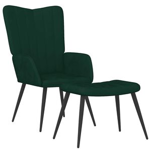 vidaXL Sill&oacute;n de relax con taburete terciopelo verde oscuro