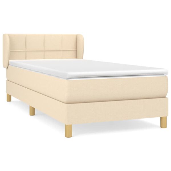 vidaXL Cama box spring con colch&oacute;n tela color crema 80x200 cm