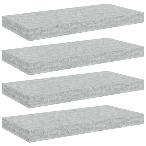 vidaXL Estantes flotantes pared 4 uds MDF gris hormig&oacute;n 50x23x3,8 cm
