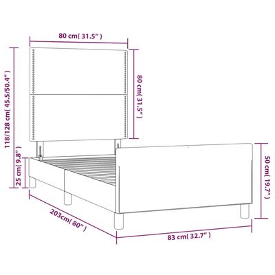 vidaXL Estructura de cama con cabecero de tela gris oscuro 80x200 cm