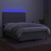 vidaXL Cama box spring colch&oacute;n y luces LED tela gris claro 140x200 cm