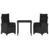 vidaXL Conjunto de Comedor de Jard&iacute;n 3 pcs Negro rat&aacute;n sint&eacute;tico