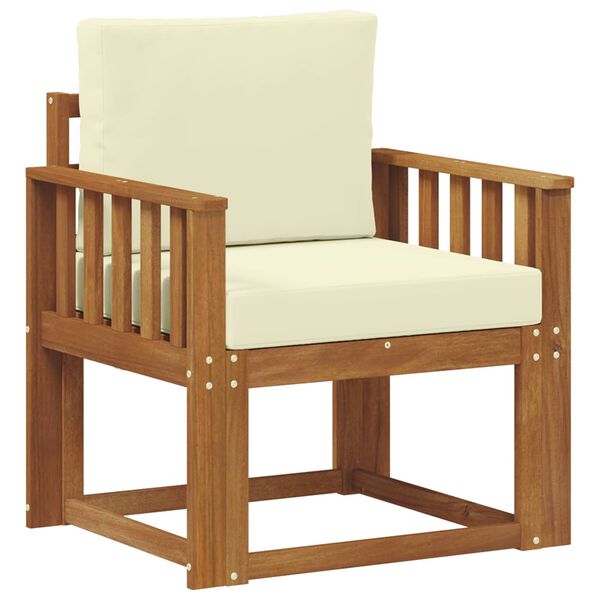 vidaXL Sof&aacute; de exterior Madera de Acacia S&oacute;lida y Poli&eacute;ster Natural