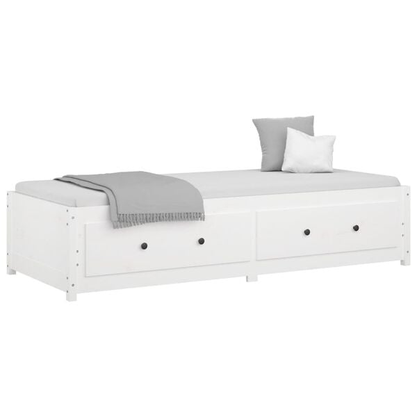 vidaXL Sof&aacute; cama de madera maciza de pino blanco 90x190 cm