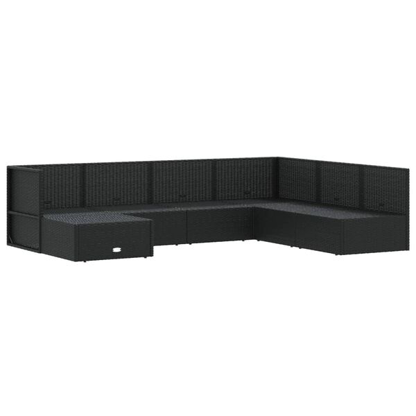 vidaXL Set de muebles de jard&iacute;n y cojines 7 pzas rat&aacute;n sint&eacute;tico negro
