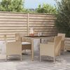 vidaXL Set comedor de jard&iacute;n 5 pzas con cojines rat&aacute;n sint&eacute;tico beige