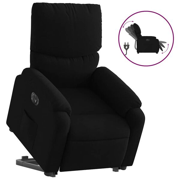 vidaXL Sill&oacute;n el&eacute;ctrico reclinable elevable de tela negro