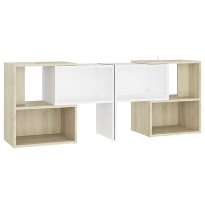 vidaXL Mueble de TV madera contrachapada blanco y roble 104x30x52 cm