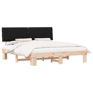 vidaXL Estructura de Cama con Cabecera Tapizada Negro 180 x 200 cm
