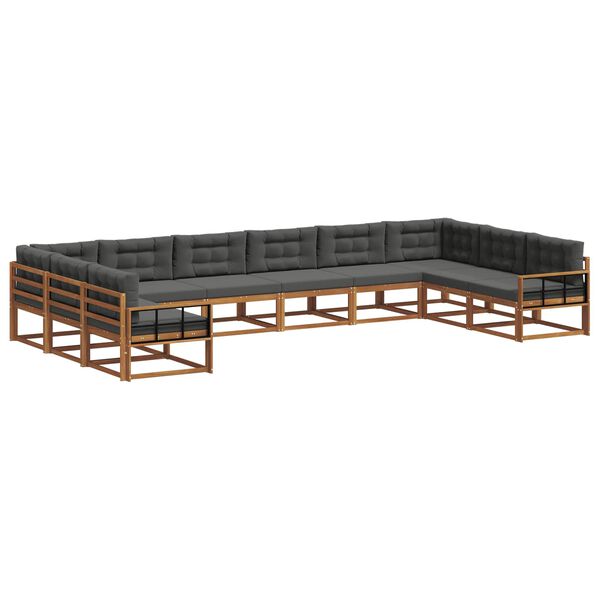 vidaXL Conjunto de sof&aacute;s de exterior 10 pcs Natural y Antracita