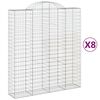 vidaXL Cestas de gaviones 8 uds forma de arco hierro 200x50x220/240 cm
