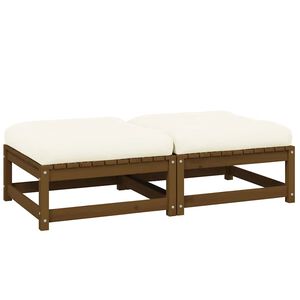 vidaXL Taburetes de jard&iacute;n con cojines 2 uds madera pino marr&oacute;n miel