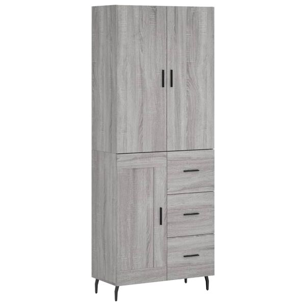 vidaXL Aparador alto madera contrachapada gris sonoma 69,5x34x180 cm