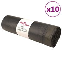 vidaXL Bolsas de basura con cierre de cordón 250 unidades negras 120 l