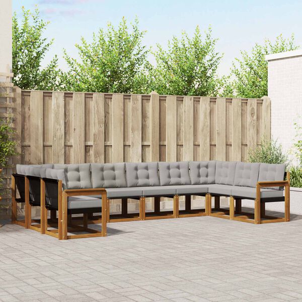 vidaXL Conjunto de sof&aacute;s de exterior 10 pcs Gris Natural y Claro