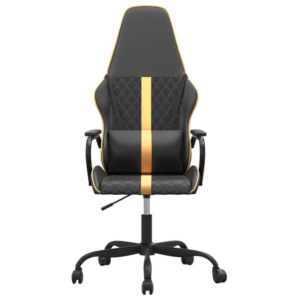 vidaXL Silla gaming cuero sint&eacute;tico negro y dorado