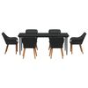 vidaXL Conjunto de Comedor de Jard&iacute;n 7 pcs Negro rat&aacute;n sint&eacute;tico