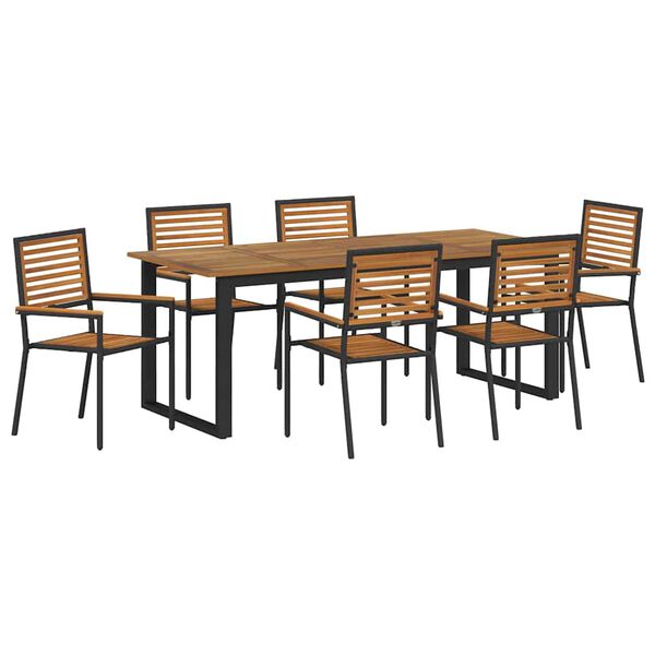 vidaXL Conjunto de Comedor de Jard&iacute;n 7 pcs Negro