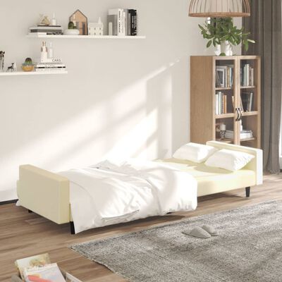 vidaXL Sofá cama de 2 plazas cuero sintético crema