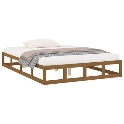 vidaXL Estructura de cama de madera maciza marrón miel 200x200 cm
