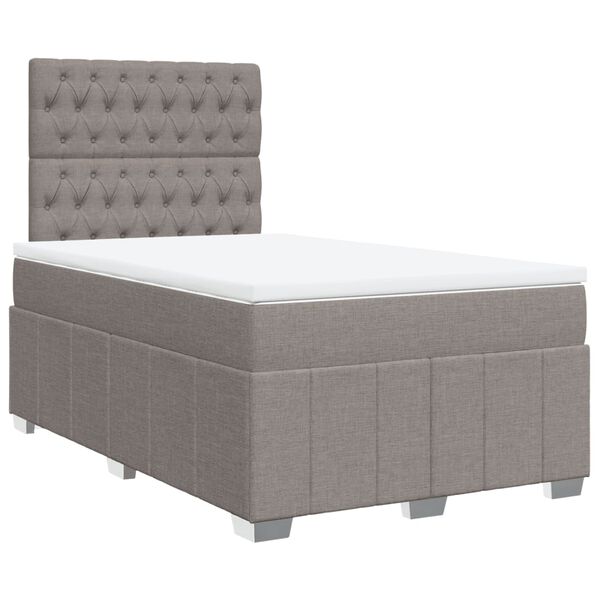 vidaXL Cama box spring con colch&oacute;n tela gris taupe 120x190 cm