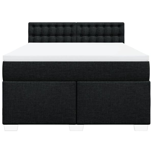 vidaXL Cama box spring con colch&oacute;n tela negro 140x190 cm
