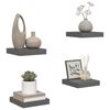 vidaXL Estante flotante de pared 4 uds MDF gris brillo 23x23,5x3,8 cm
