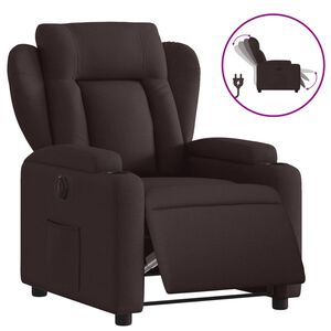 vidaXL Sill&oacute;n reclinable el&eacute;ctrico tela marr&oacute;n oscuro