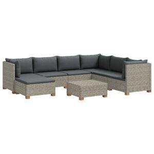 vidaXL 8 uds. Conjunto de Lounge de Rat&aacute;n con Cojines GENDT Gris Kubu