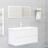 vidaXL Mueble de lavabo madera ingenier&iacute;a blanco brillo 90x38,5x45 cm