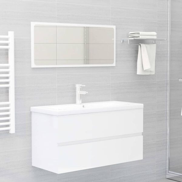 vidaXL Mueble de lavabo madera ingenier&iacute;a blanco brillo 90x38,5x45 cm