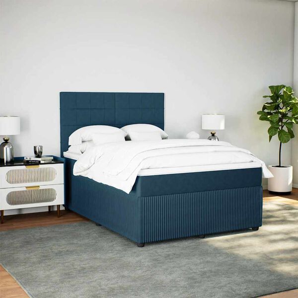 vidaXL Cama box spring con colch&oacute;n terciopelo azul oscuro 160x200 cm