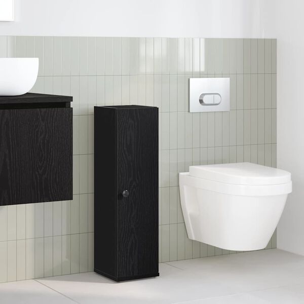 vidaXL Mueble de ba&ntilde;o con portarrollos negro 20,5x22x72 cm