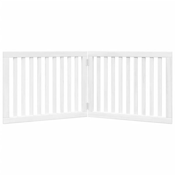 vidaXL Puerta para perros plegable 2 paneles madera &aacute;lamo blanca 160cm