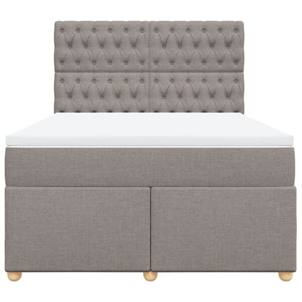 vidaXL Cama box spring con colch&oacute;n tela gris taupe 160x200 cm