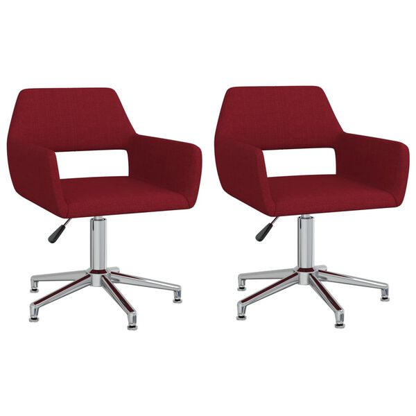vidaXL Sillas de comedor giratorias 2 unidades tela rojo vino tinto
