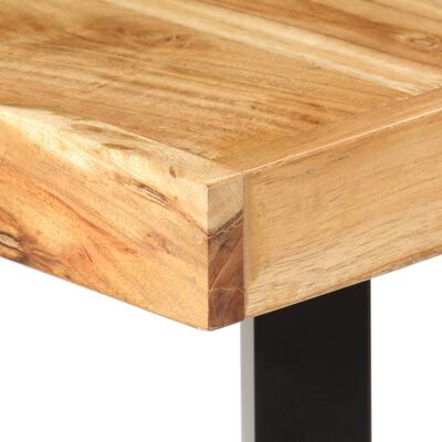 vidaXL Set muebles de bar 9 pzas madera maciza acacia cuero real lona