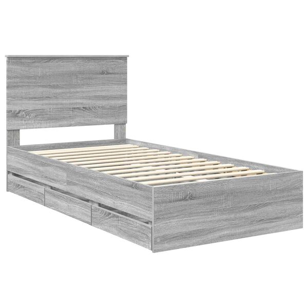 vidaXL Estructura de cama Gris Sonoma 100 x 200 cm Madera Ingenieril