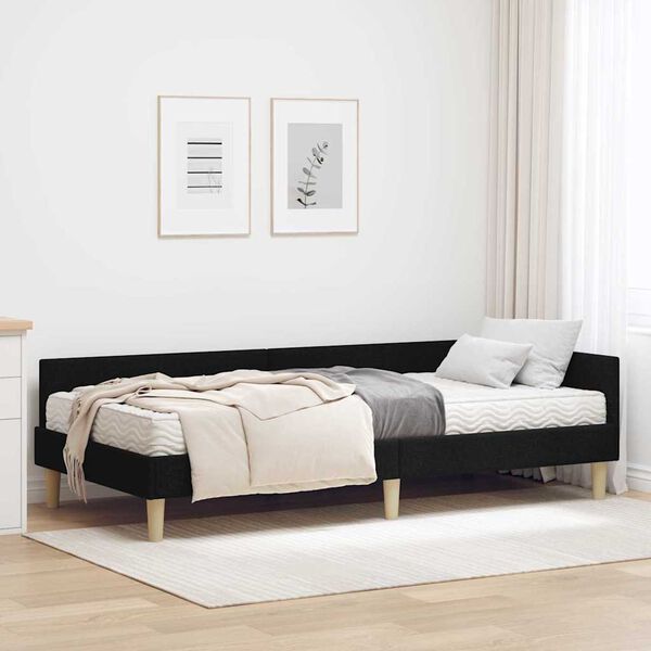 vidaXL Estructura de Cama Esquina con Colch&oacute;n 2 pcs Verde tela