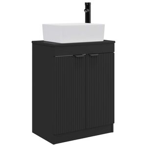 vidaXL Vanidad de ba&ntilde;o con lavabo Negro 54 x 35 x 83 cm