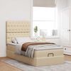 vidaXL Estructura de cama otomana con colch&oacute;n tela crema 90x190cm