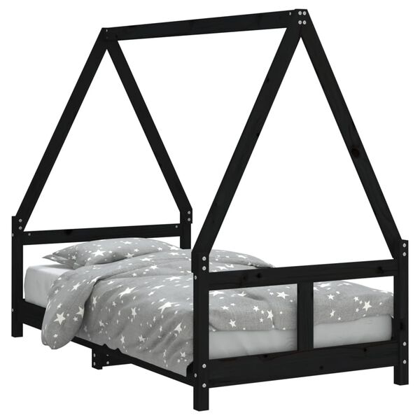 vidaXL Estructura de cama para ni&ntilde;os madera de pino negro 80x160 cm