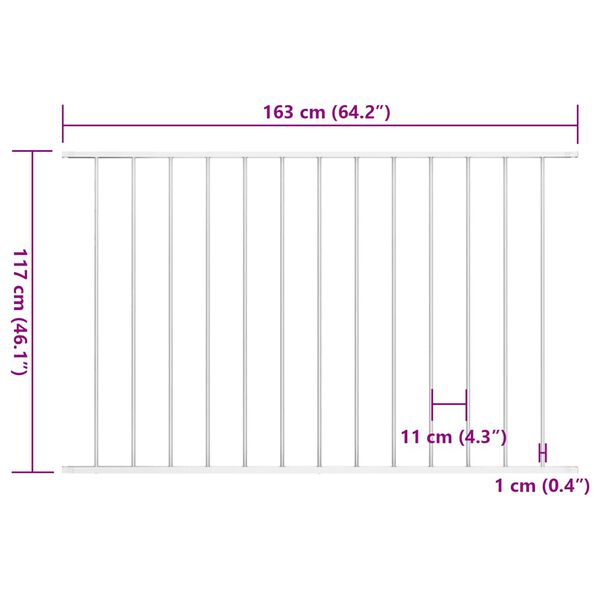 vidaXL Panel de valla de acero con recubrimiento en polvo, 1,7 x 1,17 m, blanco