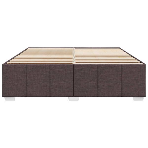 vidaXL Cama sin colch&oacute;n tela marr&oacute;n oscuro 200x200 cm