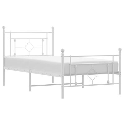 vidaXL VX350941 Estructura cama metal con cabecero y pie cama blanca 90x190  cm - VX350941 - Epto
