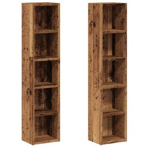 vidaXL Estanter&iacute;as para CD 2 uds madera envejecida 21x16x93,5 cm