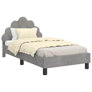 vidaXL Cama para niños con cabecero Gris Claro 80 x 160 cm Terciopelo