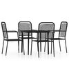 vidaXL Juego de comedor de jard&iacute;n 5 piezas negro
