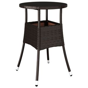 vidaXL Mesa de jard&iacute;n vidrio templado rat&aacute;n sint&eacute;tico marr&oacute;n &Oslash;60x75 cm